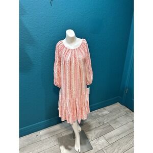 Skemo Pink/White Striped Beaded‎ Tiered Dress XS